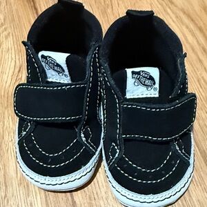 Vans Kids Black Sneakers with White Stitching